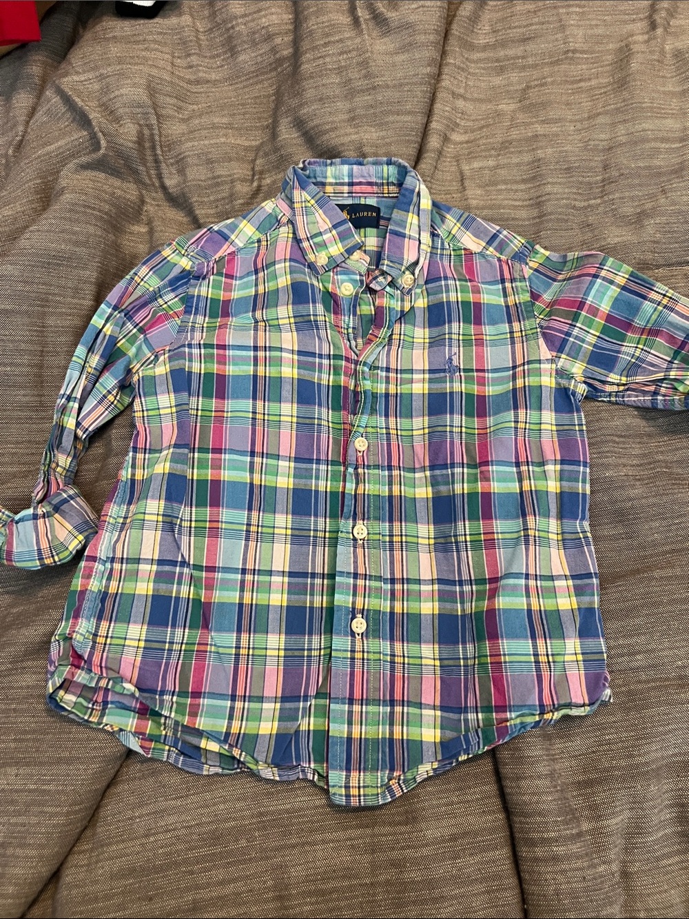 Ralph Lauren Boys Pastel Multicolor Plaid Button-Down Shirt